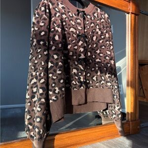Express Brown Leopard Print Jacket with bows